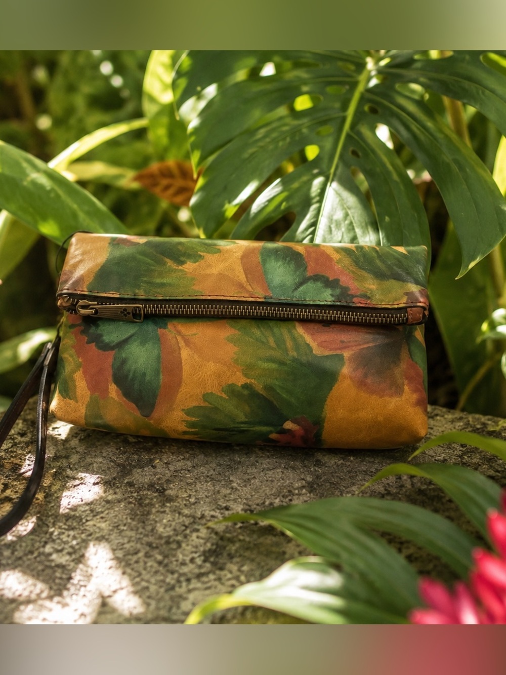 Patricia Nash Valerie Leather Clutch Wristlet | Watercolor Butterfly Boho Femme